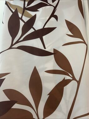 Brown Leaf Pattern Shower Curtain - Neutral Botanical Bath Accessory